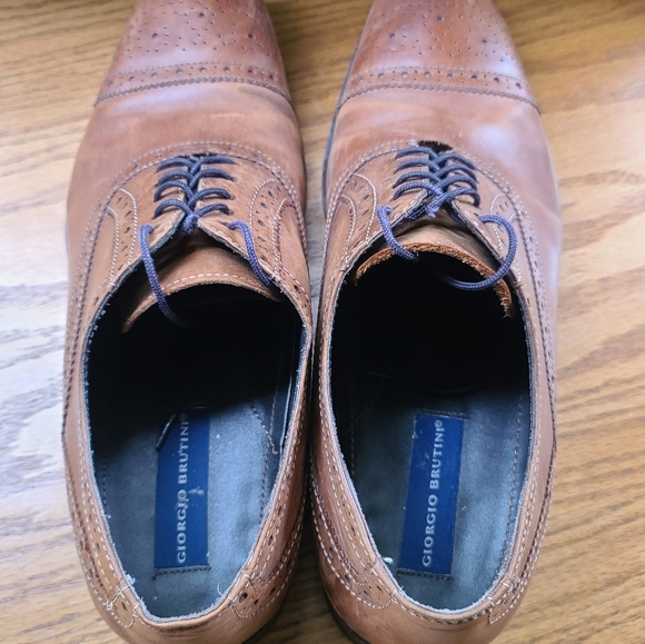 Leather Giorgio Brutini tan brown shoes Lace Up - Picture 4 of 6